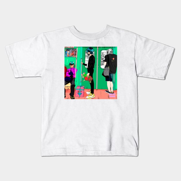 Metro Boy Kids T-Shirt by Retro Tengu